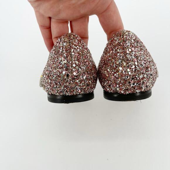 Jimmy Choo Rose Gold Genevi Coarse Glitter Crystal Pointed Toe Flat size IT 39.5 - Picture 9 of 13
